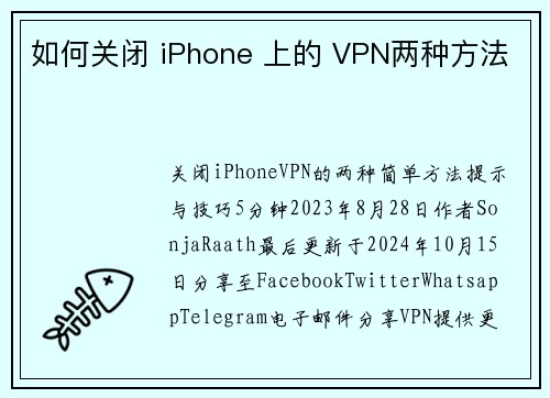 如何关闭 iPhone 上的 VPN两种方法
